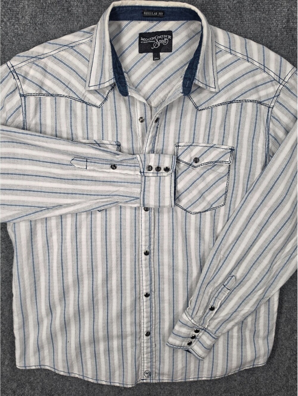 Moonshine Spirit Brad Paisley Shirt Mens L Western Pearl Snap Striped
